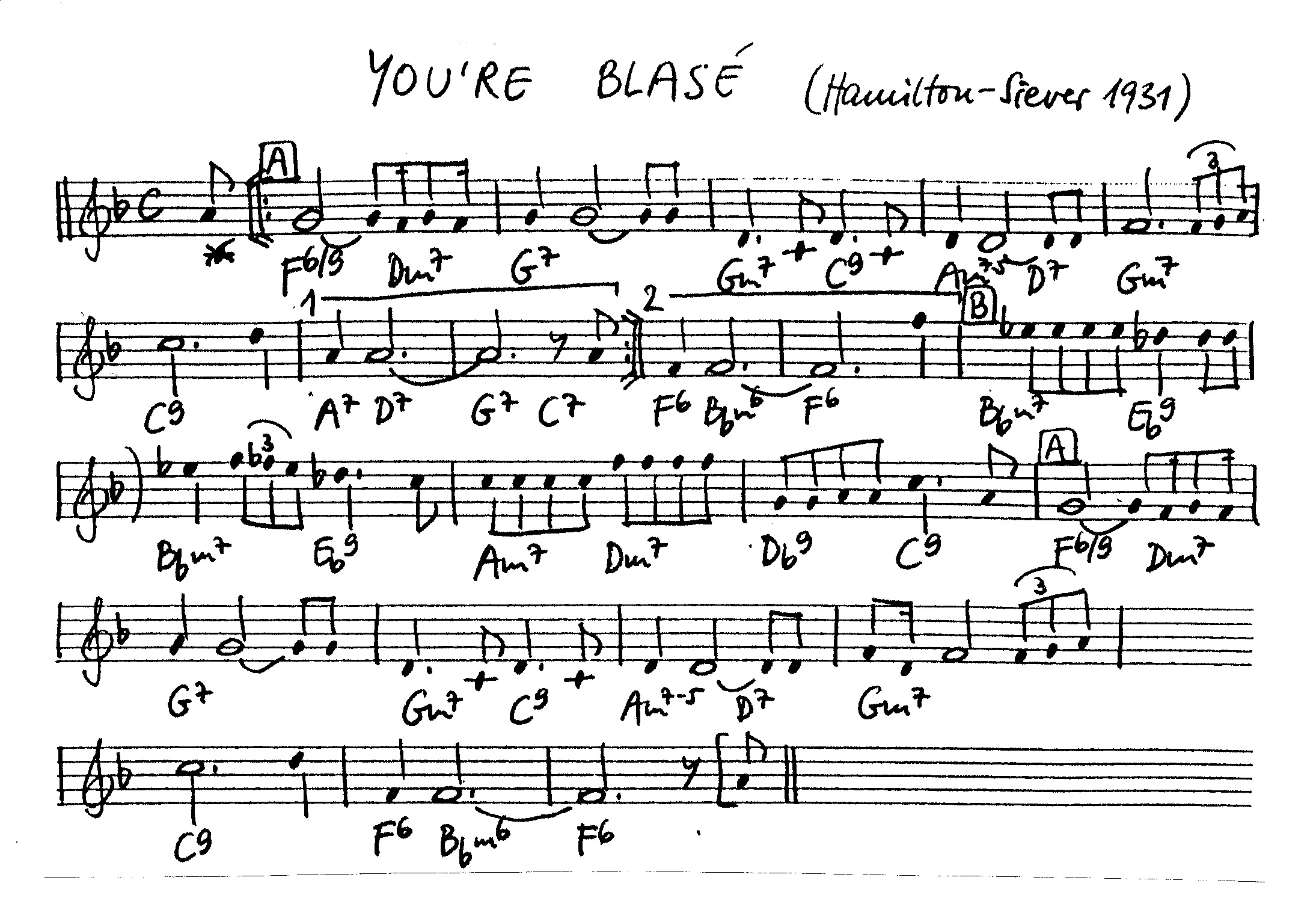 you're blase leadsheet – book us for your next 20s or gatsby event